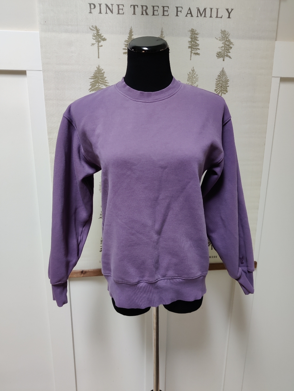 Aritzia Tna Cozy Fleece Boyfriend Crewneck Sweatshirt Purple Size 2XS